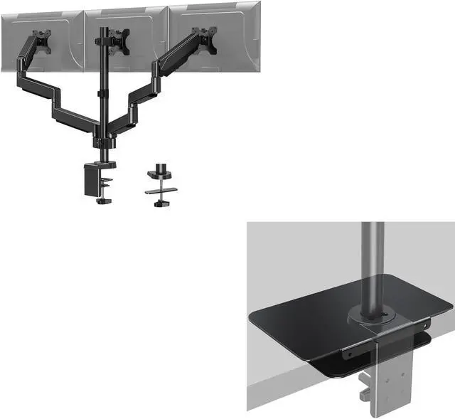Main image of MOUNT PRO Triple Monitor Desk Mount and Monitor Mount Reinforcement Steel Bracket Plate Fits Monitor Arm and Monitor Stand C Clamp Installation