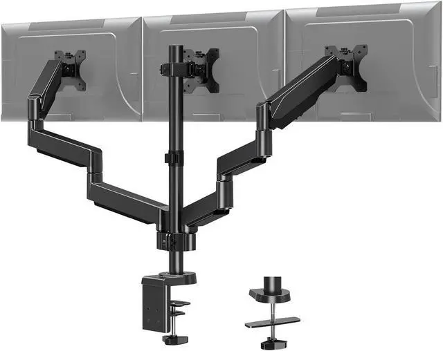 Alt view image 2 of 5 - MOUNT PRO Triple Monitor Desk Mount and Monitor Mount Reinforcement Steel Bracket Plate Fits Monitor Arm and Monitor Stand C Clamp Installation