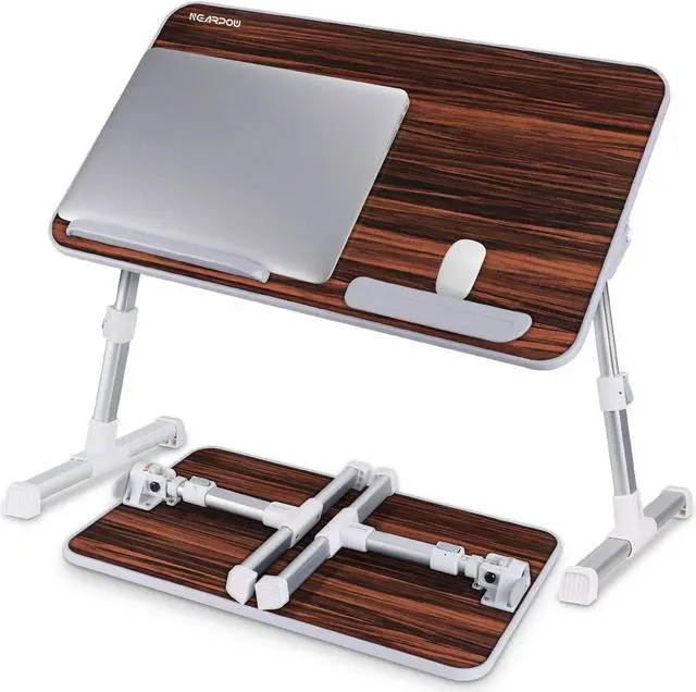 Alt view image 2 of 5 - Laptop Bed Tray Table, Nearpow Adjustable Laptop Bed Stand, Portable Standing Table with Foldable Legs, Foldable Lap Tablet Table for Sofa Couch Floor