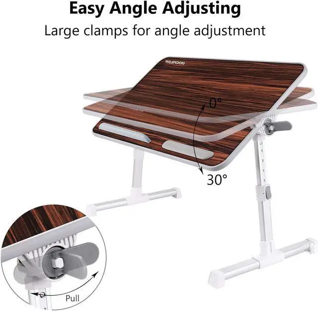 Alt view image 4 of 5 - Laptop Bed Tray Table, Nearpow Adjustable Laptop Bed Stand, Portable Standing Table with Foldable Legs, Foldable Lap Tablet Table for Sofa Couch Floor