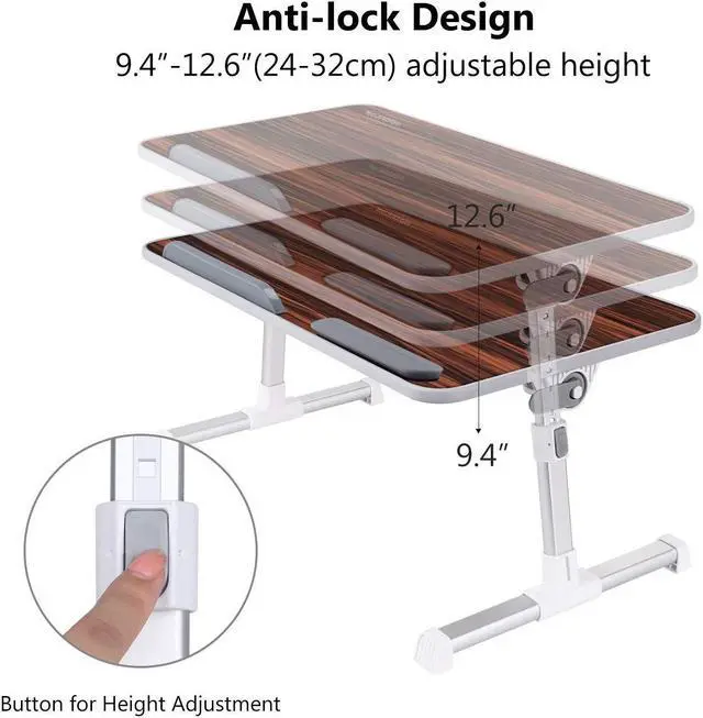 Alt view image 5 of 5 - Laptop Bed Tray Table, Nearpow Adjustable Laptop Bed Stand, Portable Standing Table with Foldable Legs, Foldable Lap Tablet Table for Sofa Couch Floor
