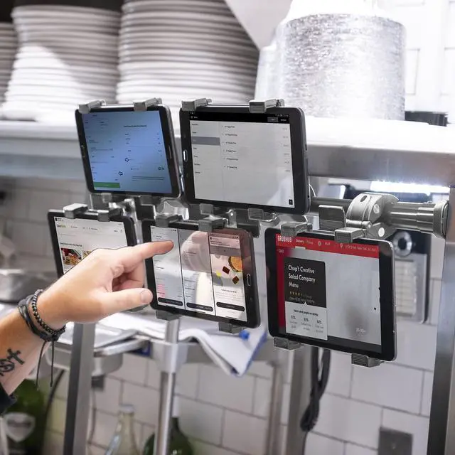 Alt view image 5 of 5 - iBOLT TabDock Point of Purchase/POS Clamp Stand/Mount - with 5 Tablet Holders Perfect for Multiple delivery Applications (DoorDash, Uber eats, Postmates, etc.) Fits 7 to 10 inch Tablets
