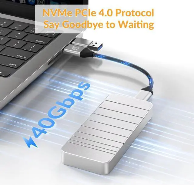 Alt view image 4 of 5 - iDsonix 40Gbps M.2 NVMe PCIe SSD Enclosure Adapter[100% Aluminum], [PCIe 4.0] NVMe to USB 4.0 Compatible with Thunderbolt 3/4, NVMe Enclosure with UASP&Trim Support M-Key 2280 SSD