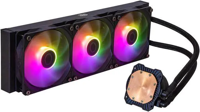 Alt view image 2 of 5 - MASTERLIQUID 360L Core ARGB AIO CPU Liquid Cooler, Water Cooling System, 3 x120mm ARGB Fans, 360mm Radiator Compatible with AMD Ryzen AM5/AM4/Intel LGA 1851/1700/1200/1151 | Black