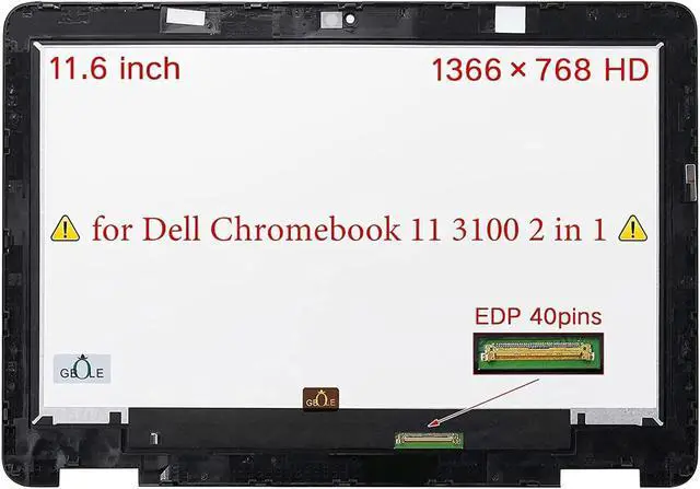 Alt view image 2 of 5 - Original New Screen Replacement for Dell Chromebook 11 3100 2 in 1 LCD Touch Screen with Bezel Digitizer Assembly 9MH3J 11.6 inch HD 1366x768