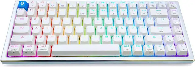 Alt view image 2 of 5 - Glacier GK84 Arctic 75% Wired Detachable USB-C Mechanical Keyboard Hot Swap with Aluminum Frame and ABS Keycaps (White)