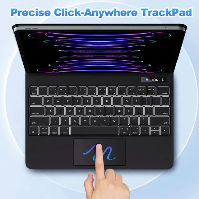 Alt view image 5 of 5 - GOOJODOQ Magnetic Keyboard for iPad Air 11-inch (M2) 2024 & iPad Pro 11 inch (4th/3rd/2nd/1st) Gen 2022,iPad Air 5th/4th Gen 10.9",Click-Anywhere Trackpad with 7 Color Backlit Floating Keyboard-Black
