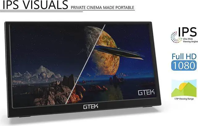 Alt view image 3 of 5 - GTEK Portable Monitor 15.8 Inch IPS Full HD 1920 x 1080P Screen with Speaker, Second Dual Computer Display, Wider Than 15.6 Inch, External Travel Monitor for MacBook Laptop PC, Includes Smart Cover
