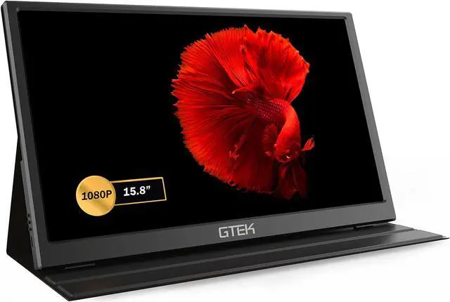 Main image of GTEK Portable Monitor 15.8 Inch IPS Full HD 1920 x 1080P Screen with Speaker, Second Dual Computer Display, Wider Than 15.6 Inch, External Travel Monitor for MacBook Laptop PC, Includes Smart Cover