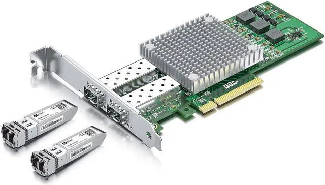 Main image of 10Gb Ethernet Network Adapter Card with 2 Pack 10G SFP+ SR Multimode Transceiver, Dual SFP+ Port NIC with Broadcom BCM57810S Controller, PCI Express X8,