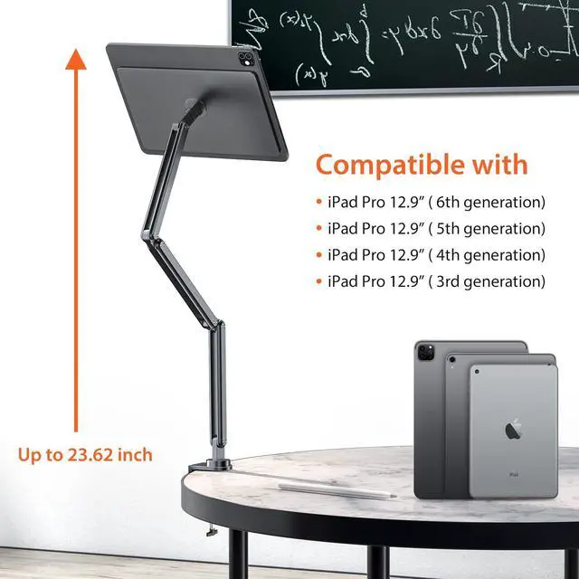 Alt view image 4 of 5 - KU XIU Magnetic iPad Pro 12.9 Stand, Foldable Arm Tablet Holder for Working and Drawing, Multi-Node Adjustable Premium Portable iPad Mount Only for iPad Pro 12.9 3rd/4th/5th/6th Generation-Gray