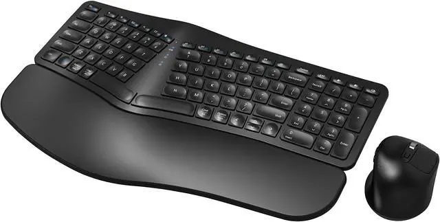 Main image of MK960 Ergonomic Wireless Keyboard Mouse Combo, Bluetooth/2.4G Split Design Keyboard with Palm Rest and 4 Level DPI Adjustable Wireless Mouse Multi-Device, Rechargeable, for Windows/Mac/Android