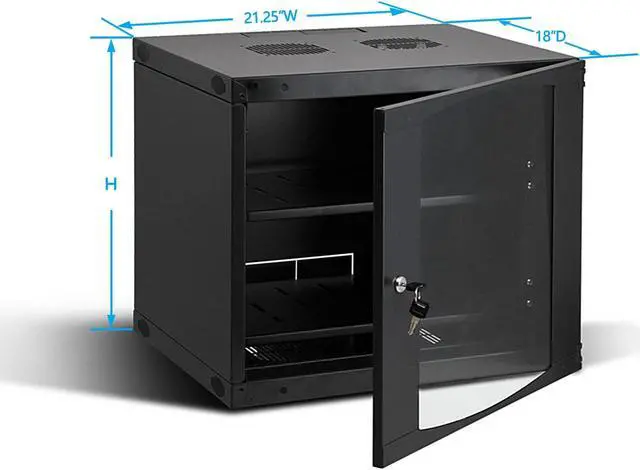 Alt view image 3 of 5 - Raising Electronics Wall Mount Server Cabinet for Networking Data Home Video WiFi Internet System with 12 inch Install Depth (6U 450mm deep)