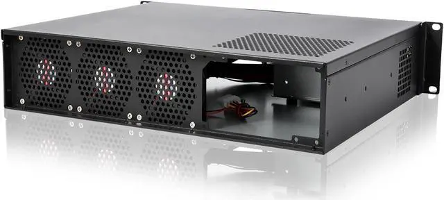Alt view image 4 of 5 - RackChoice 2U Server Chassis Short Depth 14.17" Front I/O with 2 x 3.5 (int.) mATX M/B,Support ATX PSU with Either top or Side Cooling