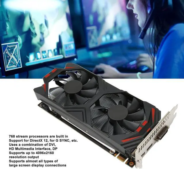 Alt view image 3 of 5 - Luqeeg GTX 950 2GB Gddr5 Graphics Card 128bit Video Cards for PC Gaming, Support 4k Resolution Output, Directx 12, DVI Interface, Fans Desk Graphics Card