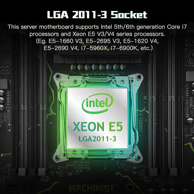 Alt view image 2 of 5 - MACHINIST LGA 2011-3 Motherboard, Intel X99 (Intel 5th/6th Gen) Server Motherboard (ATX, PCIe 3.0, DDR4, NVME/SATA M.2, One-Key Boot/Restart, SATA 6Gb/s) for Xeon E5 V3/V4, Core i7 Series MR9S