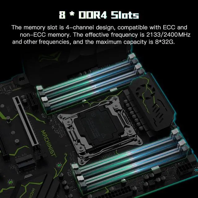 Alt view image 3 of 5 - MACHINIST LGA 2011-3 Motherboard, Intel X99 (Intel 5th/6th Gen) Server Motherboard (ATX, PCIe 3.0, DDR4, NVME/SATA M.2, One-Key Boot/Restart, SATA 6Gb/s) for Xeon E5 V3/V4, Core i7 Series MR9S