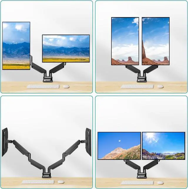Alt view image 5 of 5 - MOUNT PRO Dual Monitor Stand Fits Max 42 Inch Computer Screen, Heavy Duty Premium Monitor Mount for 2 Monitors, Each Arm Holds up to 33lbs, Ultrawide 2 Monitor Desk Mount, VESA Mount 75x75mm/100x100mm
