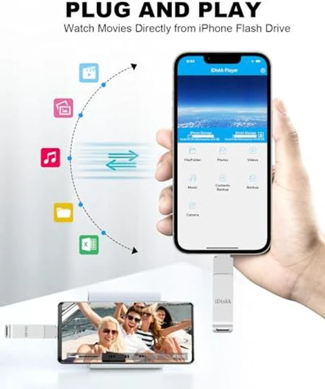 Alt view image 3 of 5 - iDiskk 512GB Mfi Certified iPhone USB Storage Flash Drive Photo Stick for iPhone and Computer (All iPhone Series),Lightning iPad, Mac/PC Videos Photo Storage Stick and Photo Vault