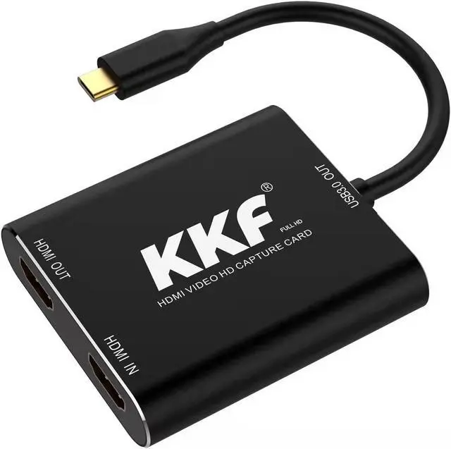 Main image of Kkf Capture Card, USB-C 3.0, Black, 1080P60, 4K HDMI Capture Card for Streaming and Recording PS5 PS4 Xbox Series X/S Nintendo Switch, Lag-Free Pass-Through, Windows, Mac OS, Linux Compatible