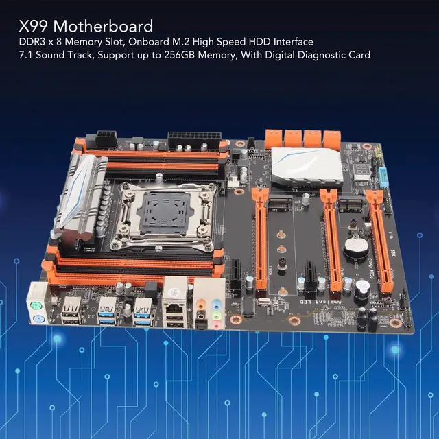 Alt view image 2 of 5 - X99 ATX Motherboard, LGA 2011 DDR3 256GB M.2 NVME PCIe SATA3.0, Desktop PC Gaming Motherboard with Digital Diagnostic Card