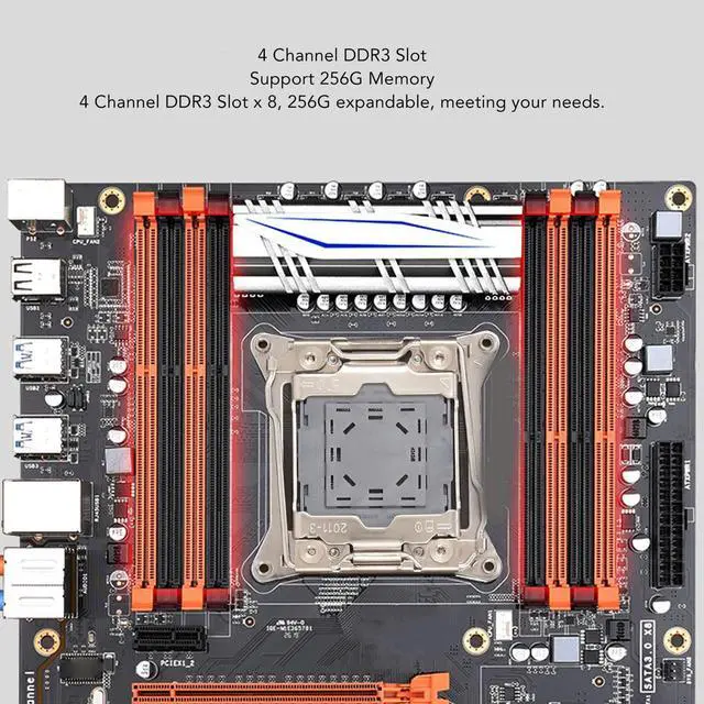 Alt view image 5 of 5 - X99 ATX Motherboard, LGA 2011 DDR3 256GB M.2 NVME PCIe SATA3.0, Desktop PC Gaming Motherboard with Digital Diagnostic Card