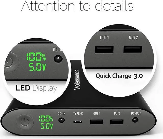Alt view image 3 of 5 - Volessence 50000mAh Laptop Power Bank 5/8.4/9/12/16/20V Portable Laptop Charger for Laptop, Tablet, Phone and More