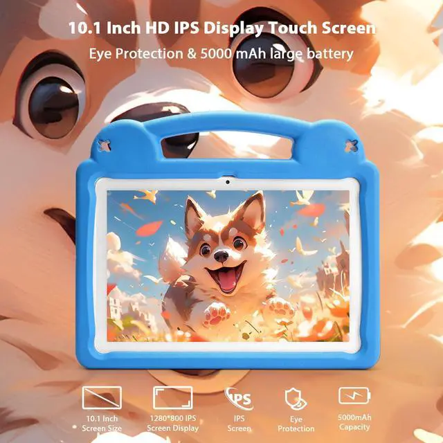 Alt view image 3 of 5 - paitanry Kids Tablet 10 Inch - Octa-Core, 8GB RAM (4+4) 64GB ROM, IPS HD 1280x800, WiFi 6, GMS - Android 14 Tablet for Kids with Parental Control, Kids Content & Eye Protection, EVA Case (Blue)