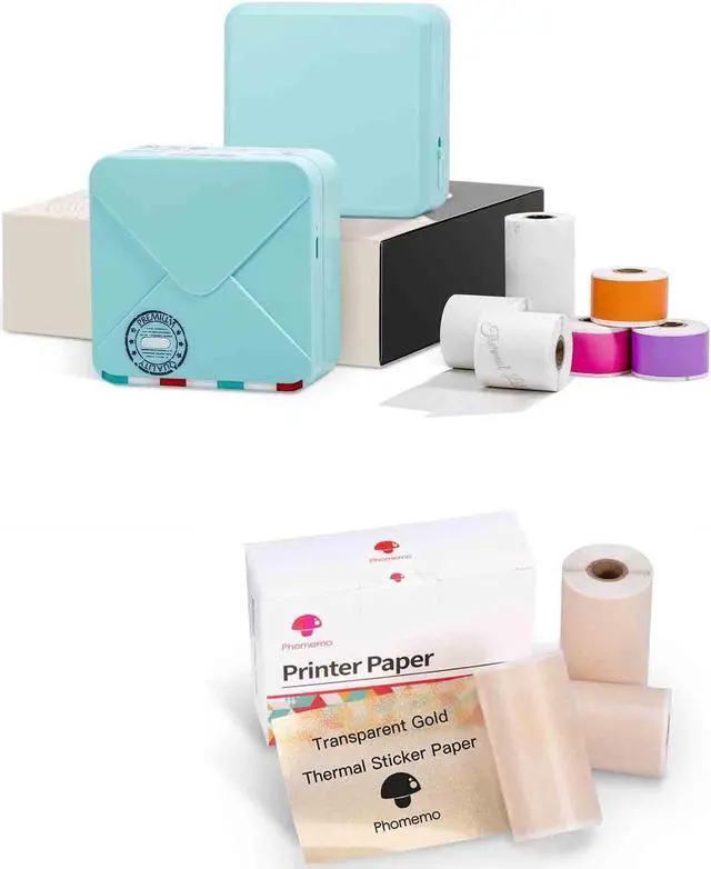 Main image of Phomemo 300dpi Mini Note Printer- Bluetooth Portable Thermal Pocket Printer for Home/Office/School, for Planer, Teacher, DIY, Students, Cyan
