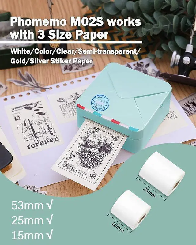 Alt view image 3 of 5 - Phomemo 300dpi Mini Note Printer- Bluetooth Portable Thermal Pocket Printer for Home/Office/School, for Planer, Teacher, DIY, Students, Cyan