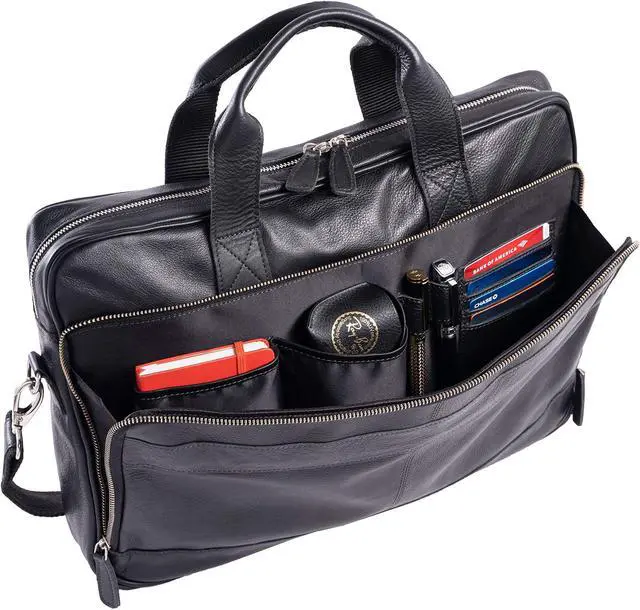 Alt view image 3 of 5 - KomalC 16 Inch Leather briefcases Laptop Messenger Bags for Men and Women Best Office Satchel Bag