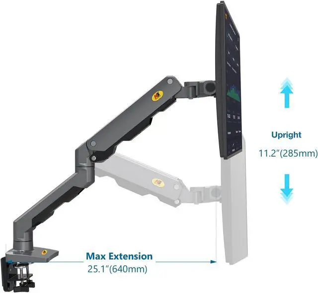 Alt view image 5 of 5 - NB North Bayou Heavy Duty Monitor Arm Desk Mount, Full Motion Monitor Stand Fit for 27"-45" Big Screen with Heavy Weight Capacity 11lbs-28.6lbs Gaming Monitor Stand G60