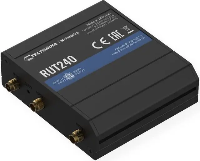 Alt view image 2 of 5 - Teltonika RUT24006B000 Model RUT240 Industrial 3G/4G LTE Cellular Router; Compatible with Europe, The Middle East, Africa, Korea, Thailand, India, and Malaysia Operators Only