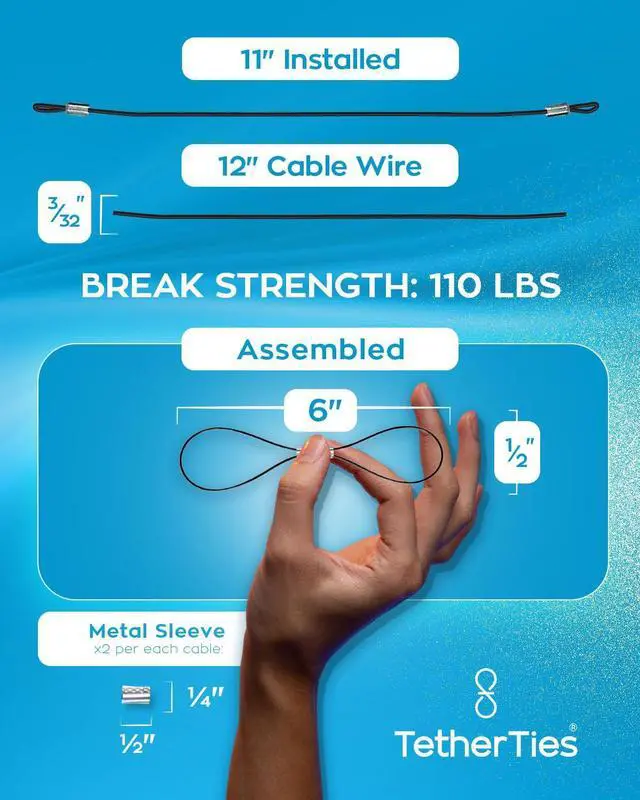 Alt view image 4 of 5 - TetherTies Cable Organization, DIY Tether Kit - Customizable Cable Tethers for Computers, Adapters & Dongles - Easy Self Installation Tether Cables with Free Crimping Tool (Silver 60 Pk, 12 inch)