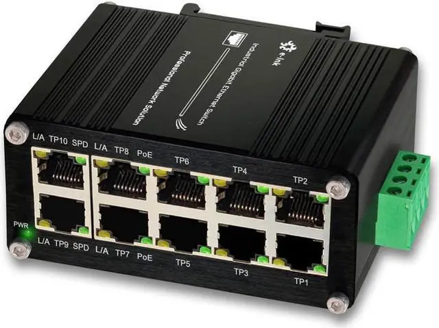 Main image of Industrial 8-Port 10/100/1000T 802.3at PoE+ Compact Ethernet Switch, 2 Ports Mini Din Rail Mount, 48-57V DC Unmanaged Network Switch 20Gbps Switching Capacity