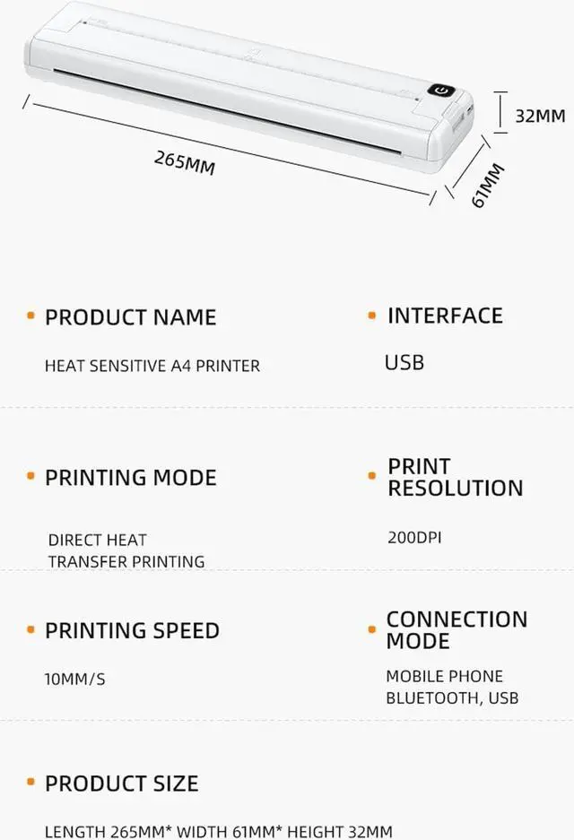 Alt view image 2 of 5 - LiebeWH Portable Bluetooth Thermal Printer Inkless Mobile Travel Printers Compatible with Android Phone Laptop