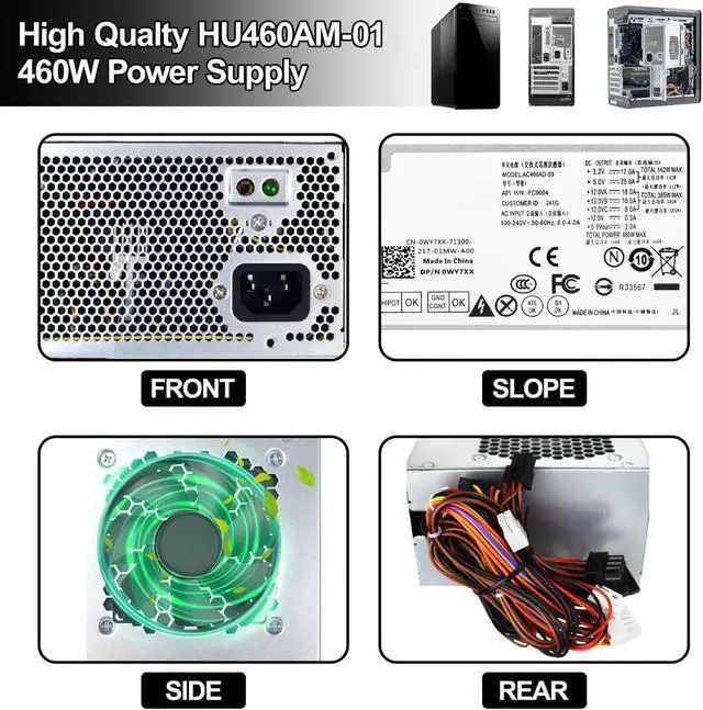 Alt view image 5 of 5 - LXun Upgraded HU460AM-01 460W Power Supply Compatible with Dell XPS 8930 8920 8910 8900 8700 8300 Alien-Ware Aurora R5 Replace DPS-460DB-15 AC460AM-01 WY7XX WC1T4 D460AM-03 L350AM-00 Power Supply