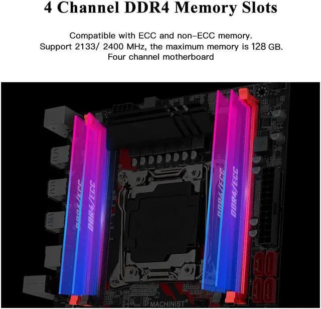 Alt view image 3 of 5 - MACHINIST X99 LGA 2011-V3 Motherboard, Micro ATX Motherboard (PCIe 3.0, M.2 Slots, 4 Channel DDR4, SATA 6Gb/s) for Intel XEON E5 V3/V4, Core i7 seriers CPUs, PC Server Mainboard with Diagnostic Card