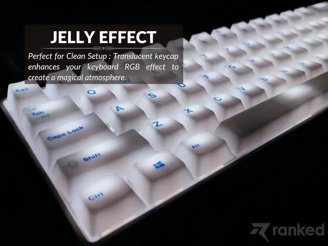 Alt view image 3 of 5 - Ranked POM Jelly Premium Translucent Keycap Set | Dye Sublimation | 1.45 mm Thick POM | Cherry Profile for Custom Mechanical Keyboard (Aqua Breeze, 169 Keys)
