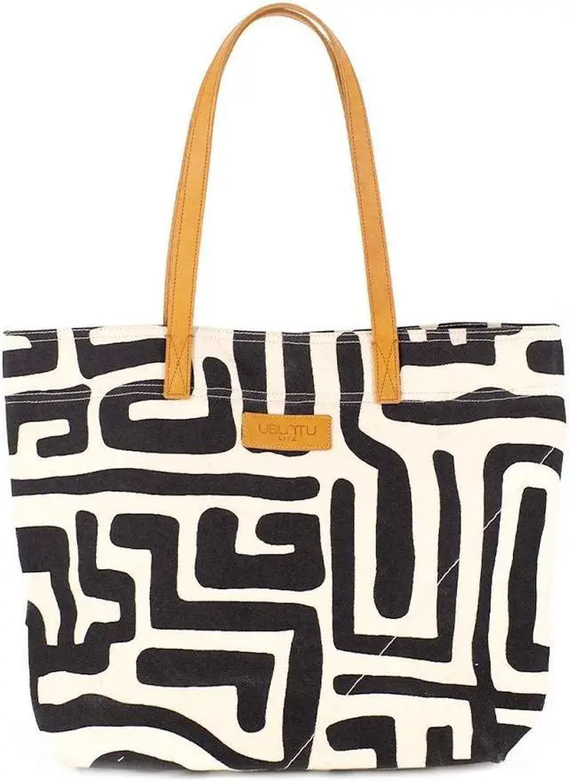 Main image of Ubuntu Life Go-To Canvas Tote Bag  Laptop Tote Bag for Work, or Everyday Use, Perfect for 13 Laptops (Black/Eggshell)