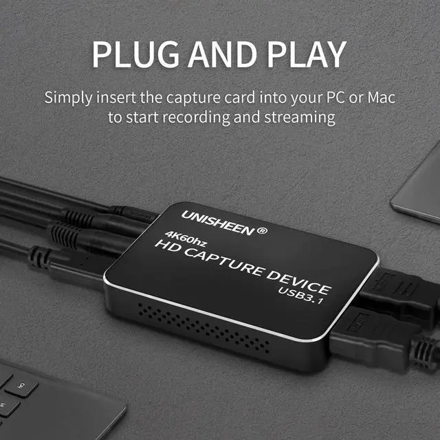 Alt view image 5 of 5 - UNISHEEN USB 3.0 Game Capture Card 4K HDMI Video Adapter Card, Broadcast Live Stream and Record, HDMI to USB 3.0 Dongle HD 1080P Live Streaming Video Game Grabber Converter