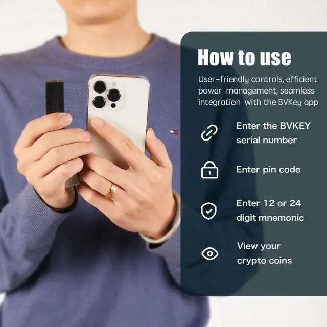 Alt view image 3 of 5 - Crypto Hardware Wallet with Bluetooth,Completely Offline Safely Manage Crypto Seed Phrase Storage,Most Secure NFT Support,Supporting Multi-Currency,Black