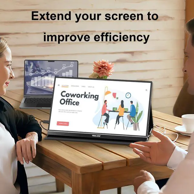 Alt view image 3 of 5 - Visual Beat Portable Monitor Touch Screen 15.6'' 1080P USB-C HDMI Computer Display HDR IPS Eye Care Screen 100% sRGB with Smart Cover, Dual Speakers for Laptop PC Mac Phone PS4/5 Xbox Switch