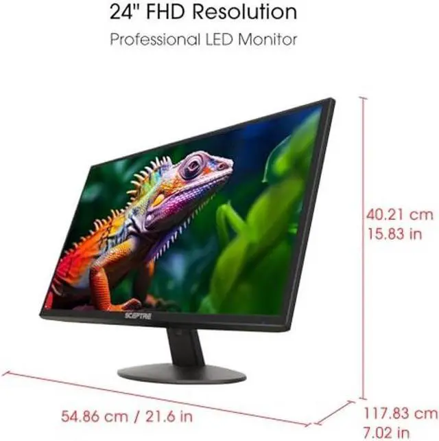 Alt view image 2 of 5 - Sceptre 24-inch Professional Thin 1080p LED Monitor 99% sRGB 2x HDMI VGA Build-in Speakers, Machine Black (E248W-19203R Series)