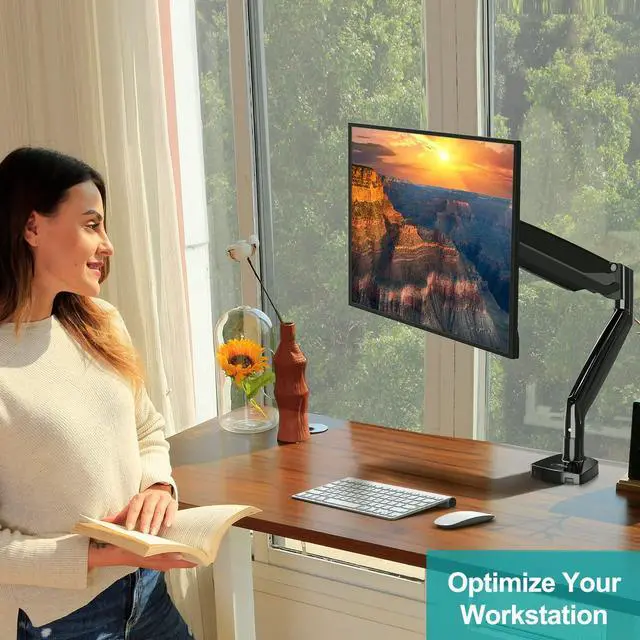 Alt view image 3 of 5 - MOUNT PRO Single Monitor Mount Stand fits 22-35 inch/26.4lbs Ultrawide Computer Screen and Monitor Mount Reinforcement Steel Bracket Plate Fits Monitor Arm and Monitor Stand C Clamp Installation