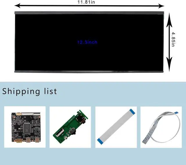 Alt view image 5 of 5 - VSDISPLAY 12.3 Inch 2K LCD Screen 2400x900 with USB-C LCD Controller Board,as Extra Secondary Display Panel for PC/Laptop/Game Cabinet Monitor