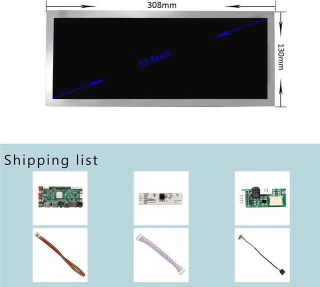 Alt view image 5 of 5 - VSDISPLAY 12.3" 12.3 Inch 1920x720 FHD IPS LCD Screen HSD123KPW2-D10 with HD-MI USB SD Card LCD Controller Board VS-56S2 Multimedia Supports MP4