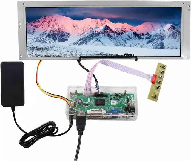 Main image of VSDISPLAY 14.9" 1280x390 LCD Screen LTA149B780F with DVI VGA Audio Controller Board 68676 with Acrylic Case,and Power Adapter,for DIY Cabinet/Car Gauge Cluster Digital Marquee Monitor