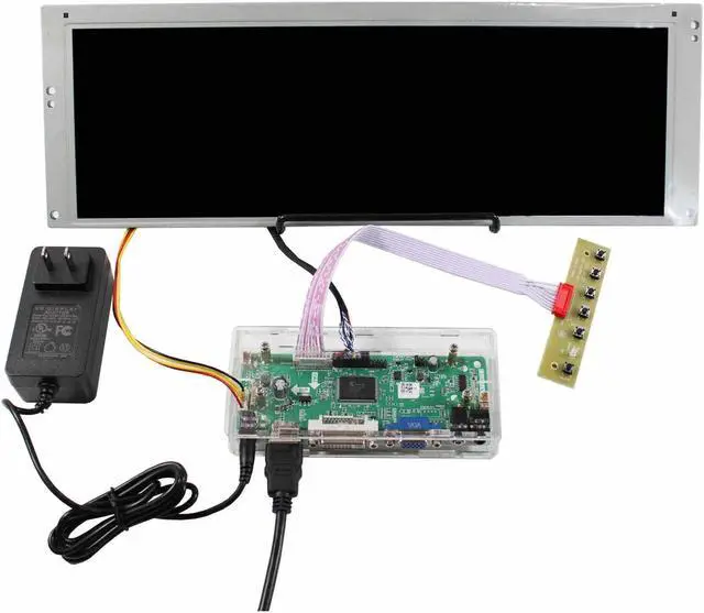 Alt view image 2 of 5 - VSDISPLAY 14.9" 1280x390 LCD Screen LTA149B780F with DVI VGA Audio Controller Board 68676 with Acrylic Case,and Power Adapter,for DIY Cabinet/Car Gauge Cluster Digital Marquee Monitor
