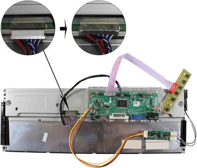 Alt view image 5 of 5 - VSDISPLAY 14.9" 1280x390 LCD Screen LTA149B780F with DVI VGA Audio Controller Board 68676 with Acrylic Case,and Power Adapter,for DIY Cabinet/Car Gauge Cluster Digital Marquee Monitor